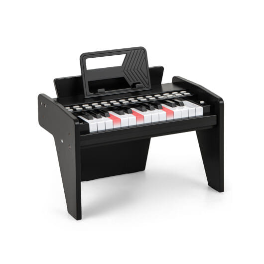 25 Keys Kids Piano Keyboard with Adjustable Speed and Volume-Black - Color: Black