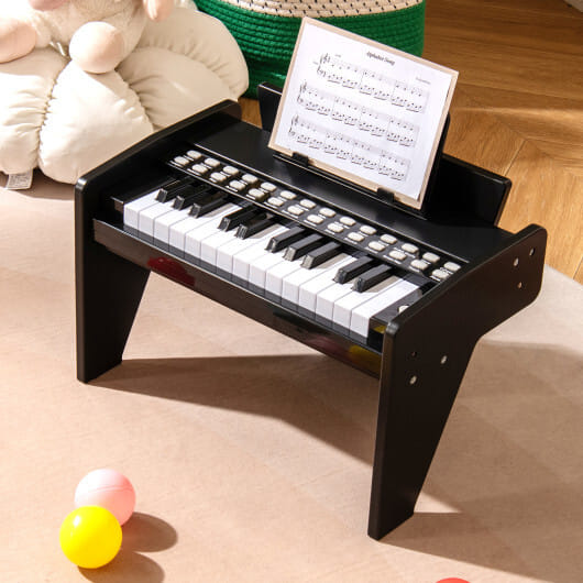 25 Keys Kids Piano Keyboard with Adjustable Speed and Volume-Black - Color: Black