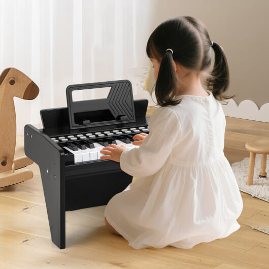 25 Keys Kids Piano Keyboard with Adjustable Speed and Volume-Black - Color: Black