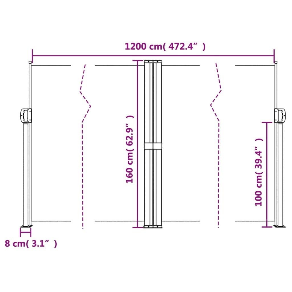 Retractable Side Awning Anthracite 63"x472.4"