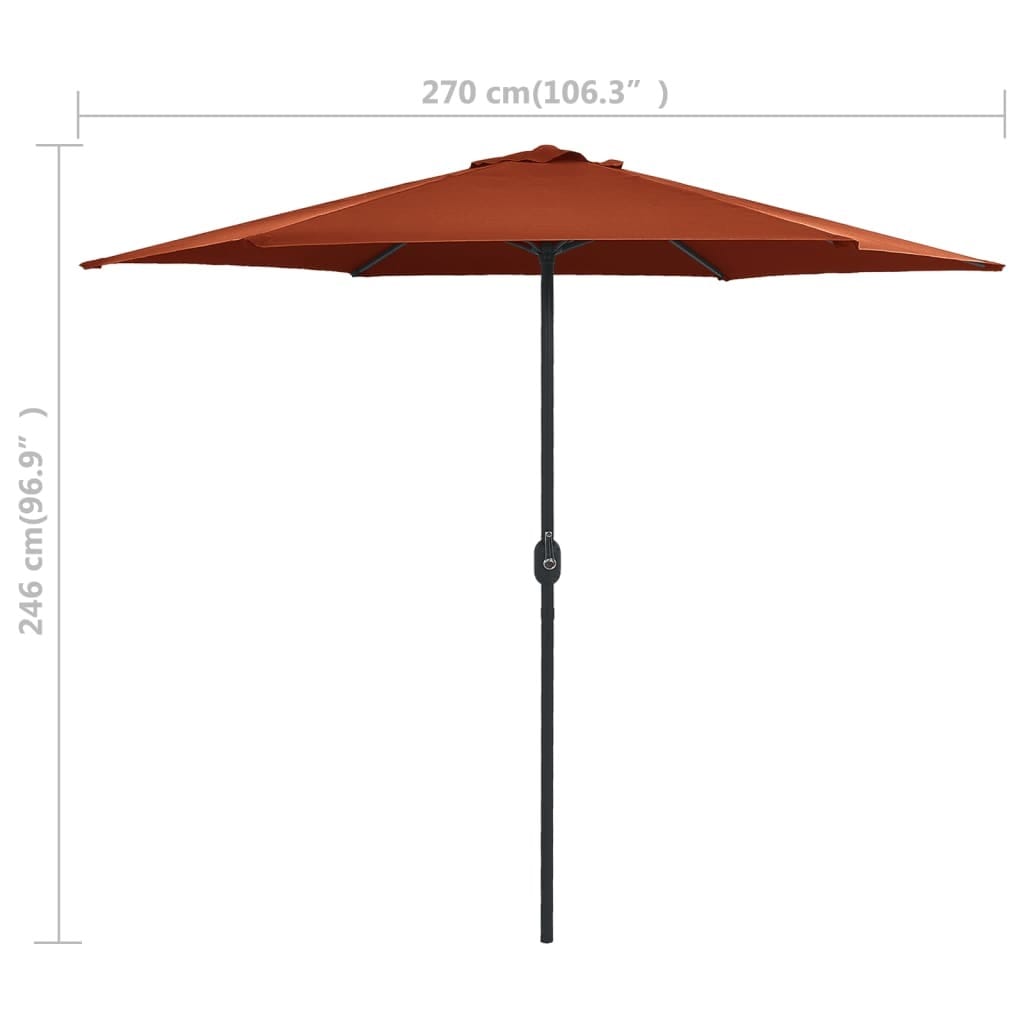 Garden Parasol with Aluminum Pole 106.3"x96.9" Terracotta