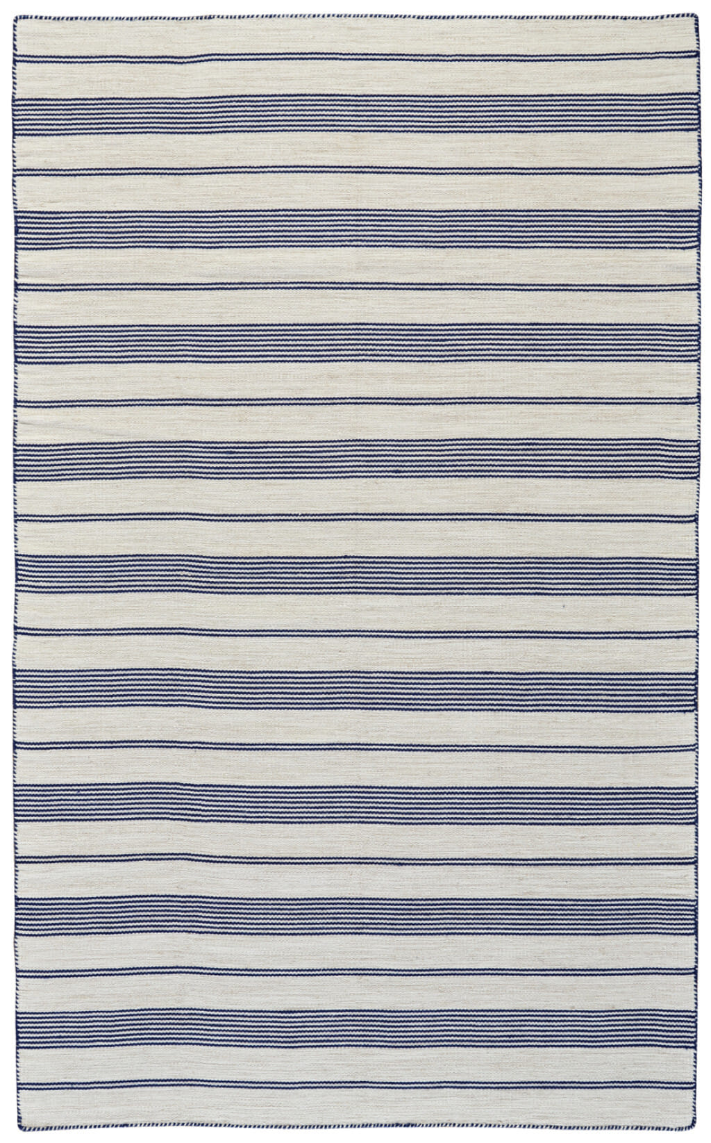 10' X 14' Ivory and Blue Striped Hand Woven Area Rug