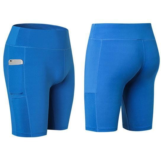 Size: Large,Color: Blue - All Seasons Yoga Shorts Stretchable With Phone Pocket