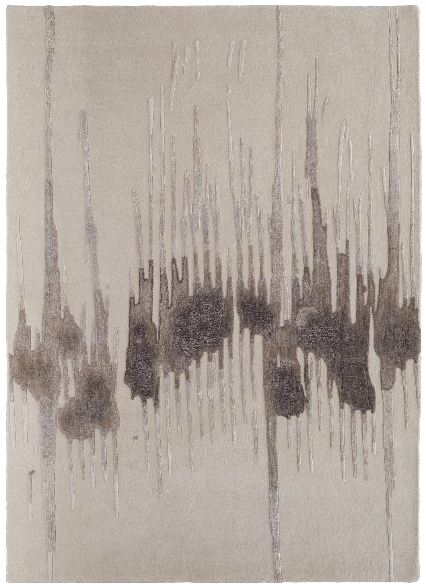 5' X 8' Ivory Taupe and Brown Abstract Hand Tufted Area Rug