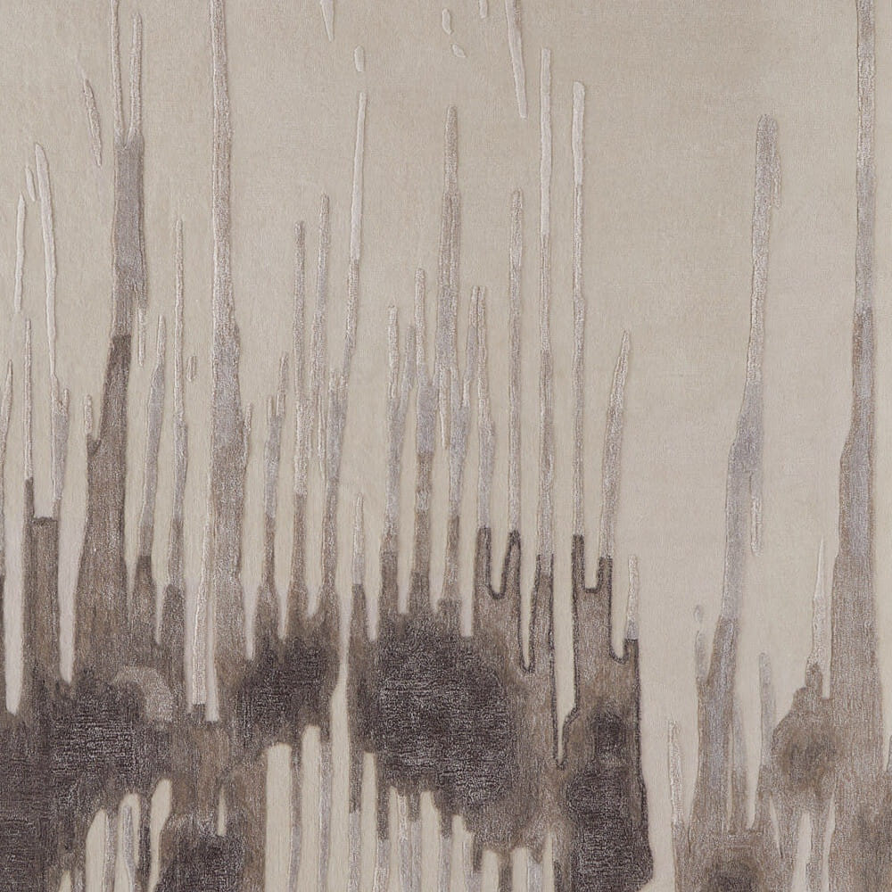 5' X 8' Ivory Taupe and Brown Abstract Hand Tufted Area Rug