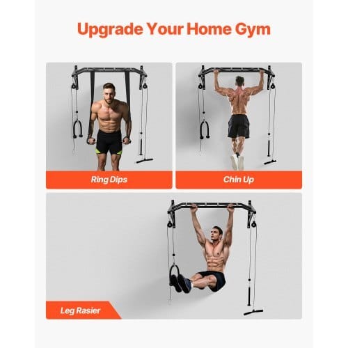 Pull Up Bar, Multi-Grip Wall Mounted Pull Ups, 50 in Width Multifunctional Chin Up Training Station, Heavy Duty Steel Upper Body Workout Bars with LAT Pulldown Attachments, 440 lbs, for Home Gym