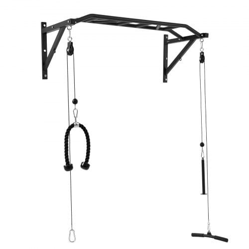 Pull Up Bar, Multi-Grip Wall Mounted Pull Ups, 50 in Width Multifunctional Chin Up Training Station, Heavy Duty Steel Upper Body Workout Bars with LAT Pulldown Attachments, 440 lbs, for Home Gym