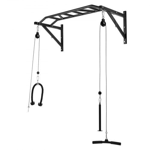 Pull Up Bar, Multi-Grip Wall Mounted Pull Ups, 50 in Width Multifunctional Chin Up Training Station, Heavy Duty Steel Upper Body Workout Bars with LAT Pulldown Attachments, 440 lbs, for Home Gym