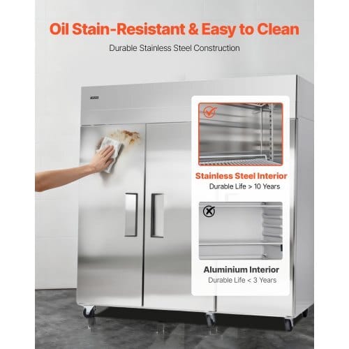Commercial Reach-In Refrigerator 72" W, 52 Cu.Ft Stainless Steel Upright Refrigerator with Three Doors, Auto-Defrost, 9 Adjustable Shelves, 32 to 50?„‰ Temp Control, UL Certified