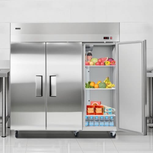 Commercial Reach-In Refrigerator 72" W, 52 Cu.Ft Stainless Steel Upright Refrigerator with Three Doors, Auto-Defrost, 9 Adjustable Shelves, 32 to 50?„‰ Temp Control, UL Certified