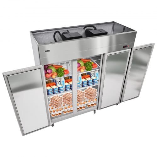 Commercial Reach-In Refrigerator 72" W, 52 Cu.Ft Stainless Steel Upright Refrigerator with Three Doors, Auto-Defrost, 9 Adjustable Shelves, 32 to 50?„‰ Temp Control, UL Certified