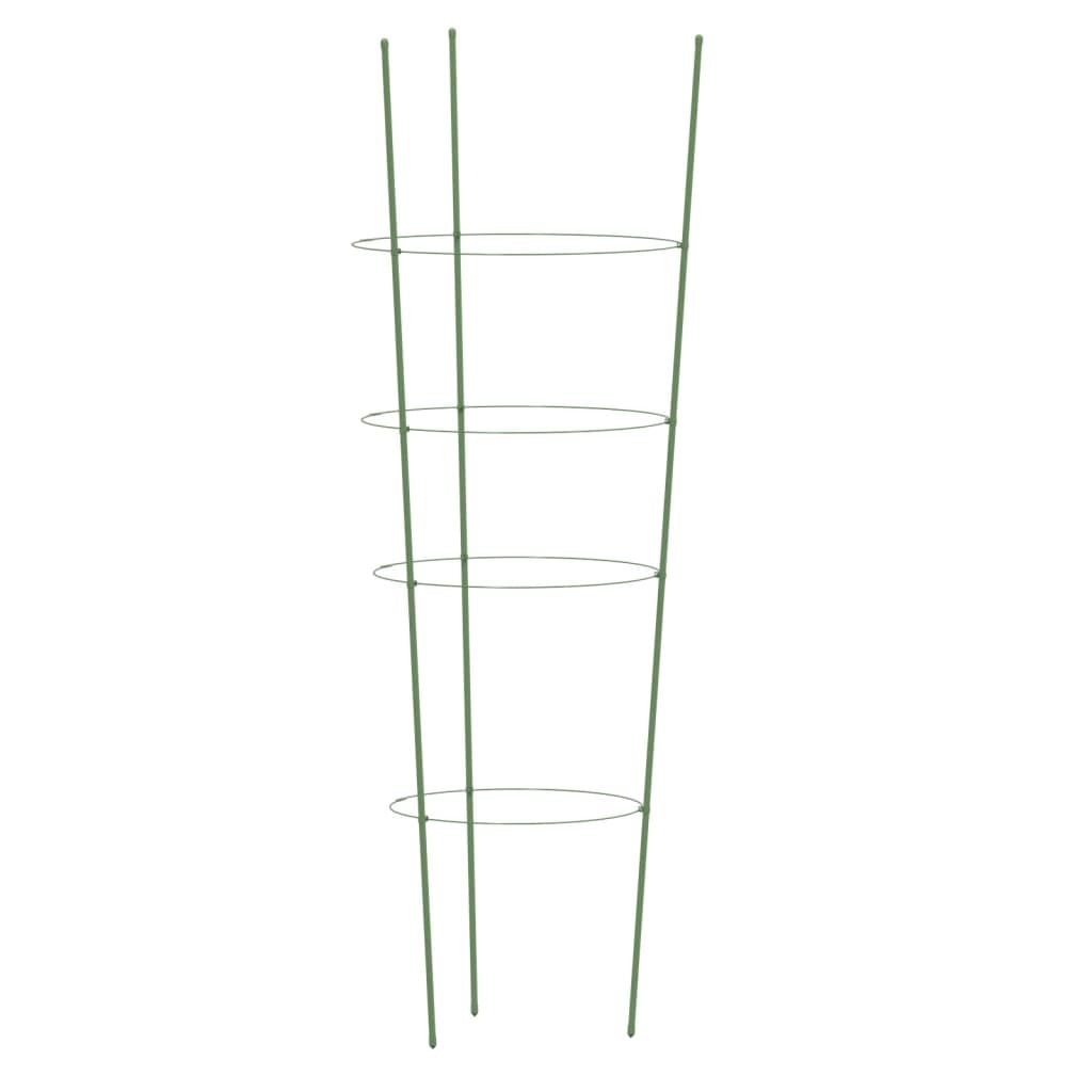 Garden Plant Supports with 4 Rings 5 pcs Green 35.4" Steel