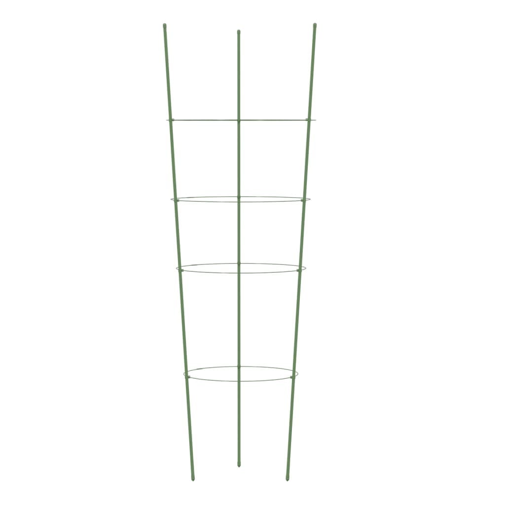 Garden Plant Supports with 4 Rings 5 pcs Green 35.4" Steel