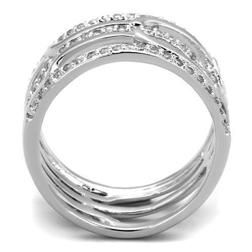 3W1070 - Rhodium Brass Ring with AAA Grade CZ in Clear