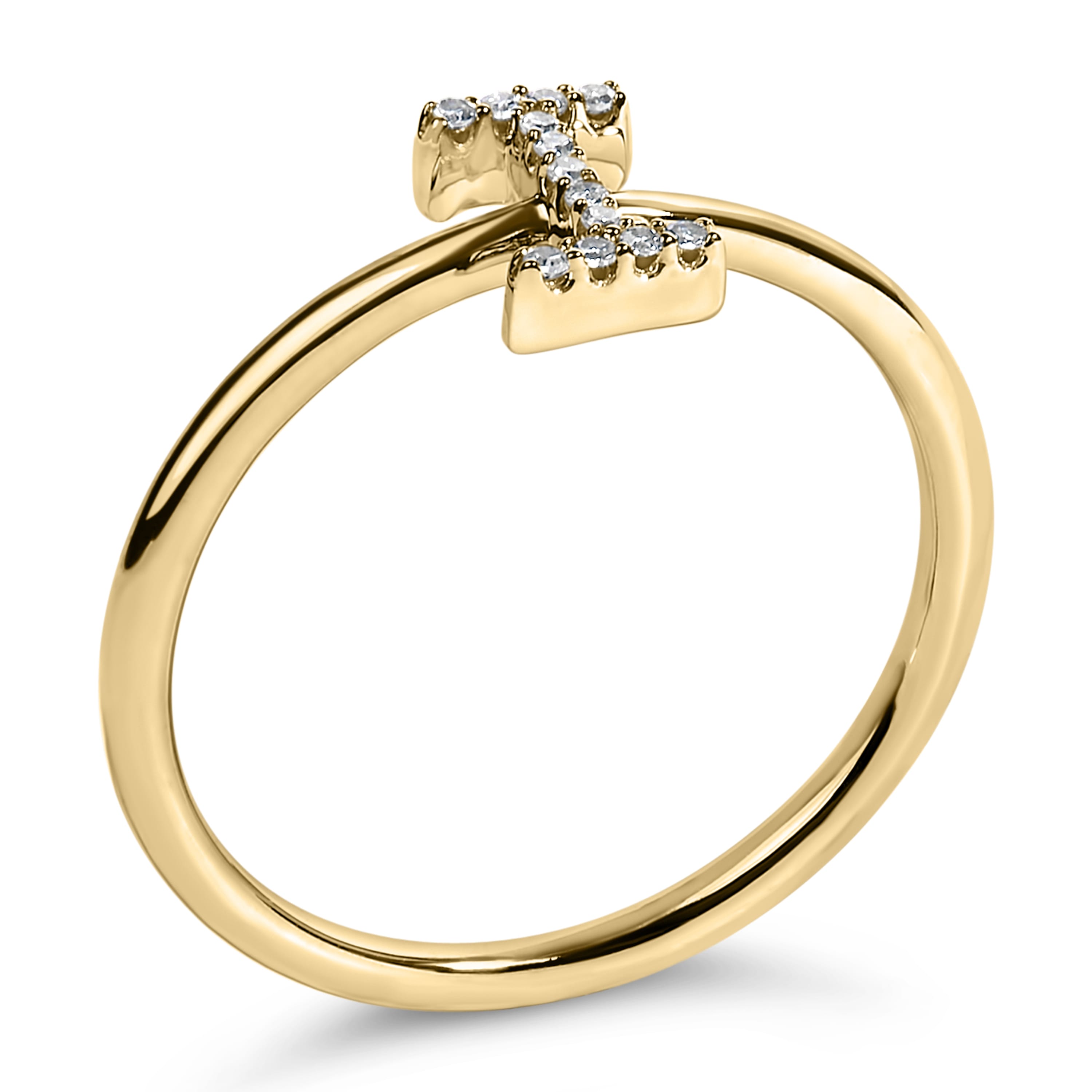 10K Yellow Gold Diamond Accent Initial "I" Ring