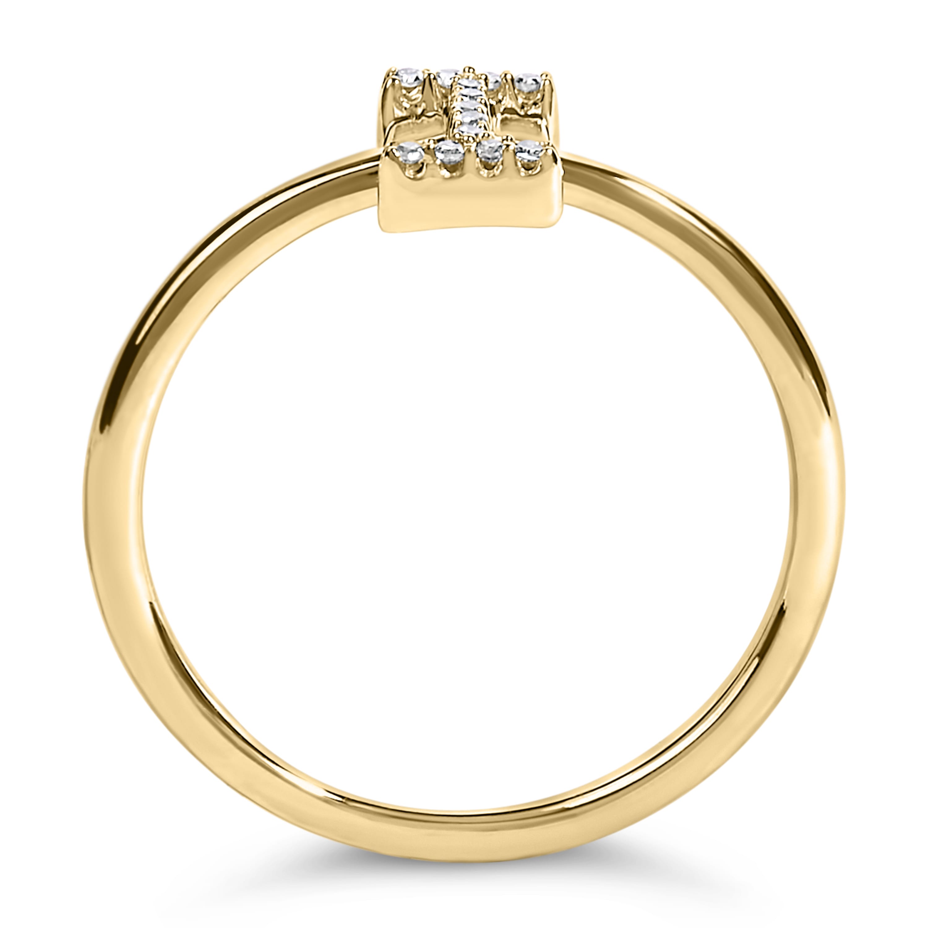 10K Yellow Gold Diamond Accent Initial "I" Ring