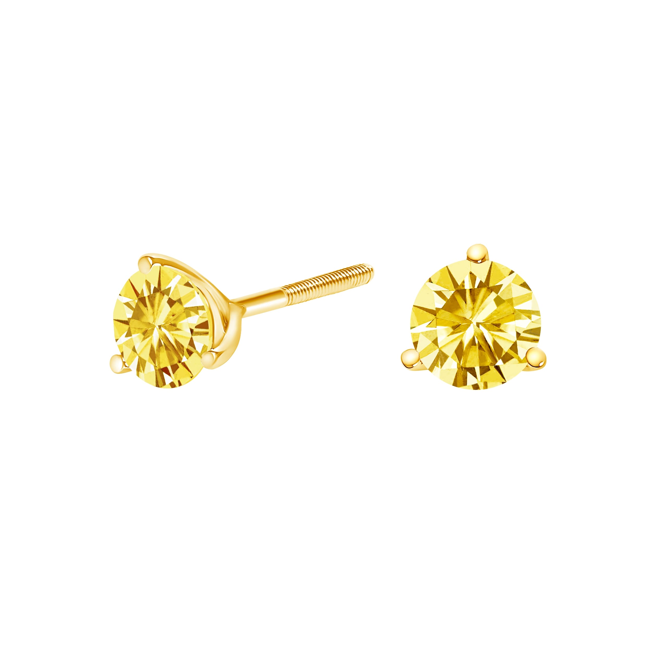 14K Yellow Gold 3-Prong Martini Set 1 1/2 Cttw Yellow Lab Grown Diamond Solitaire Stud Earrings