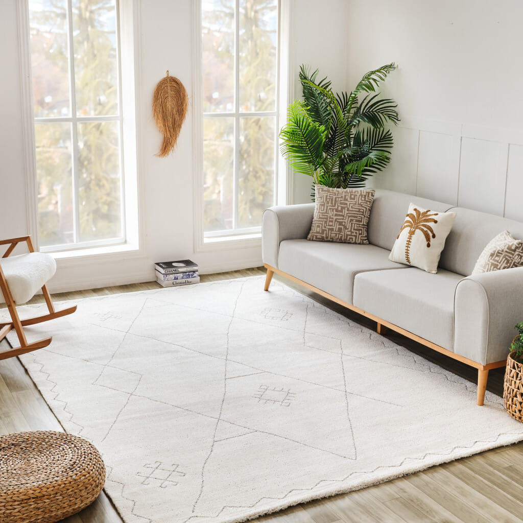 8' X 11' Cream and Beige Abstract Non Skid Area Rug