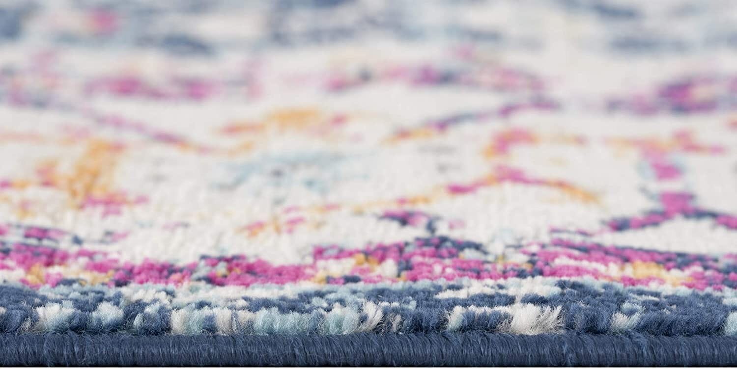 8' X 10' Blue and Ivory Oriental Area Rug
