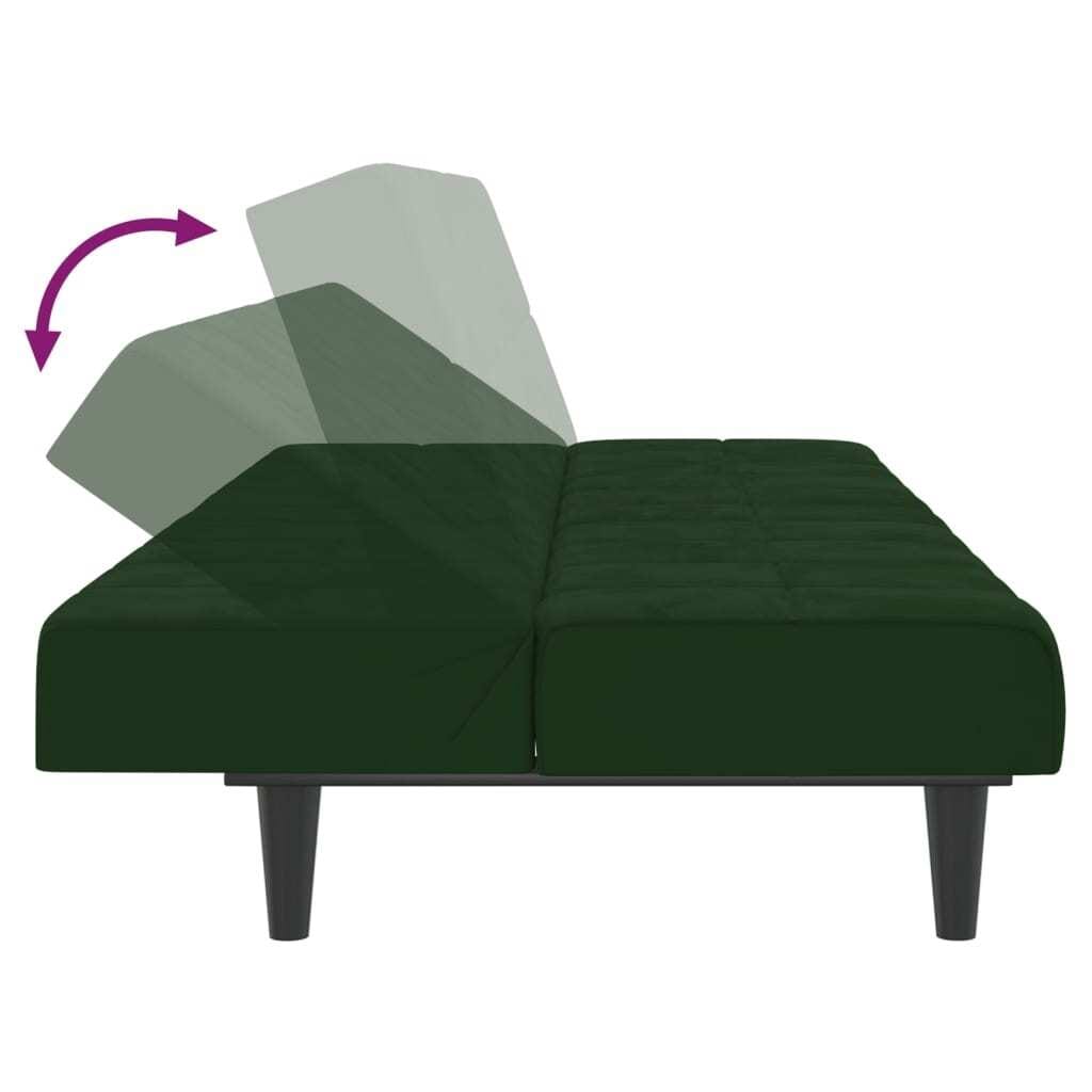 2-Seater Sofa Bed Dark Green Velvet