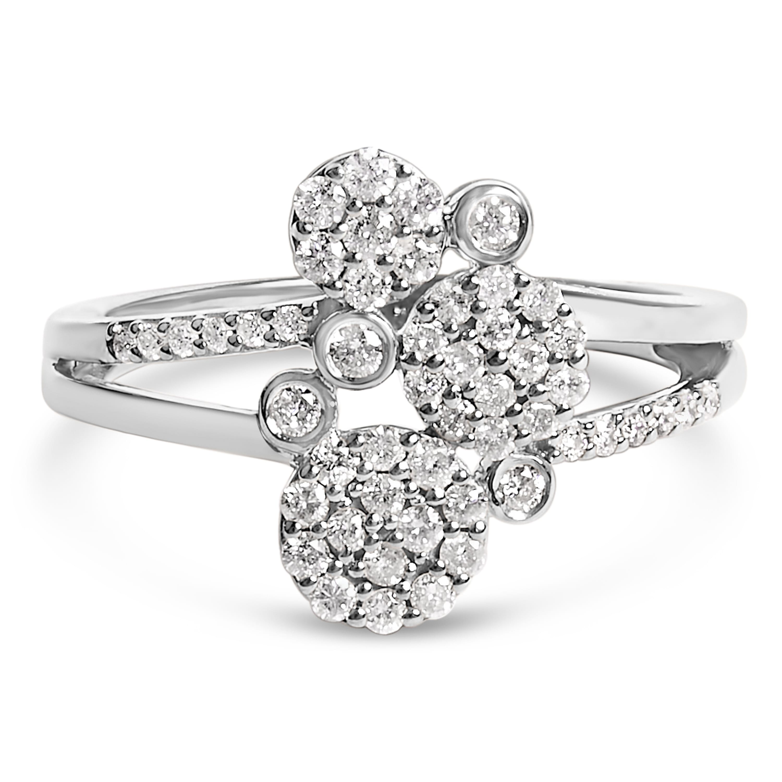 .925 Sterling Silver 1/2 Cttw Diamond Scatter Composite Bypass Ring (I-J Color, I1-I2 Clarity) - Size 10