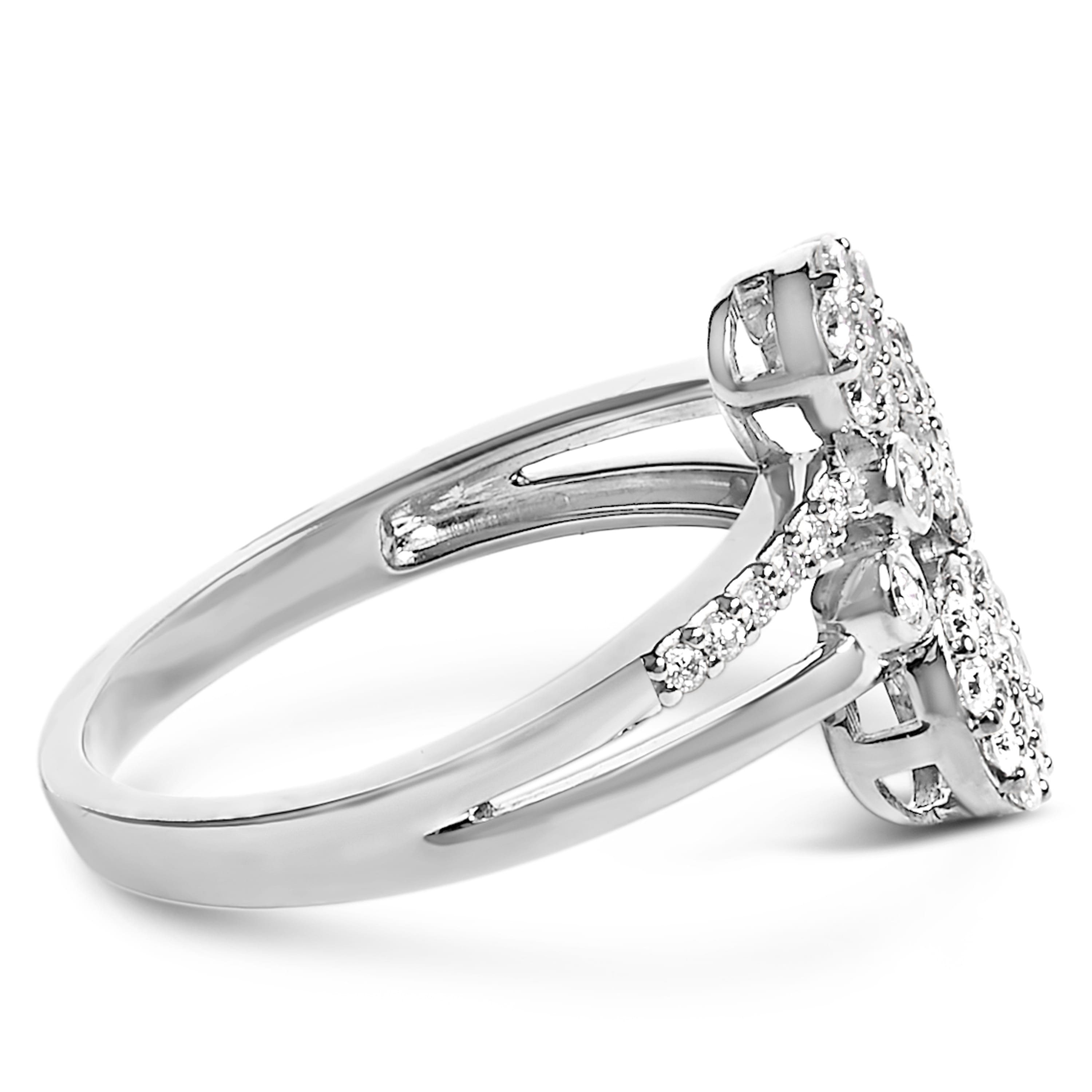 .925 Sterling Silver 1/2 Cttw Diamond Scatter Composite Bypass Ring (I-J Color, I1-I2 Clarity) - Size 10