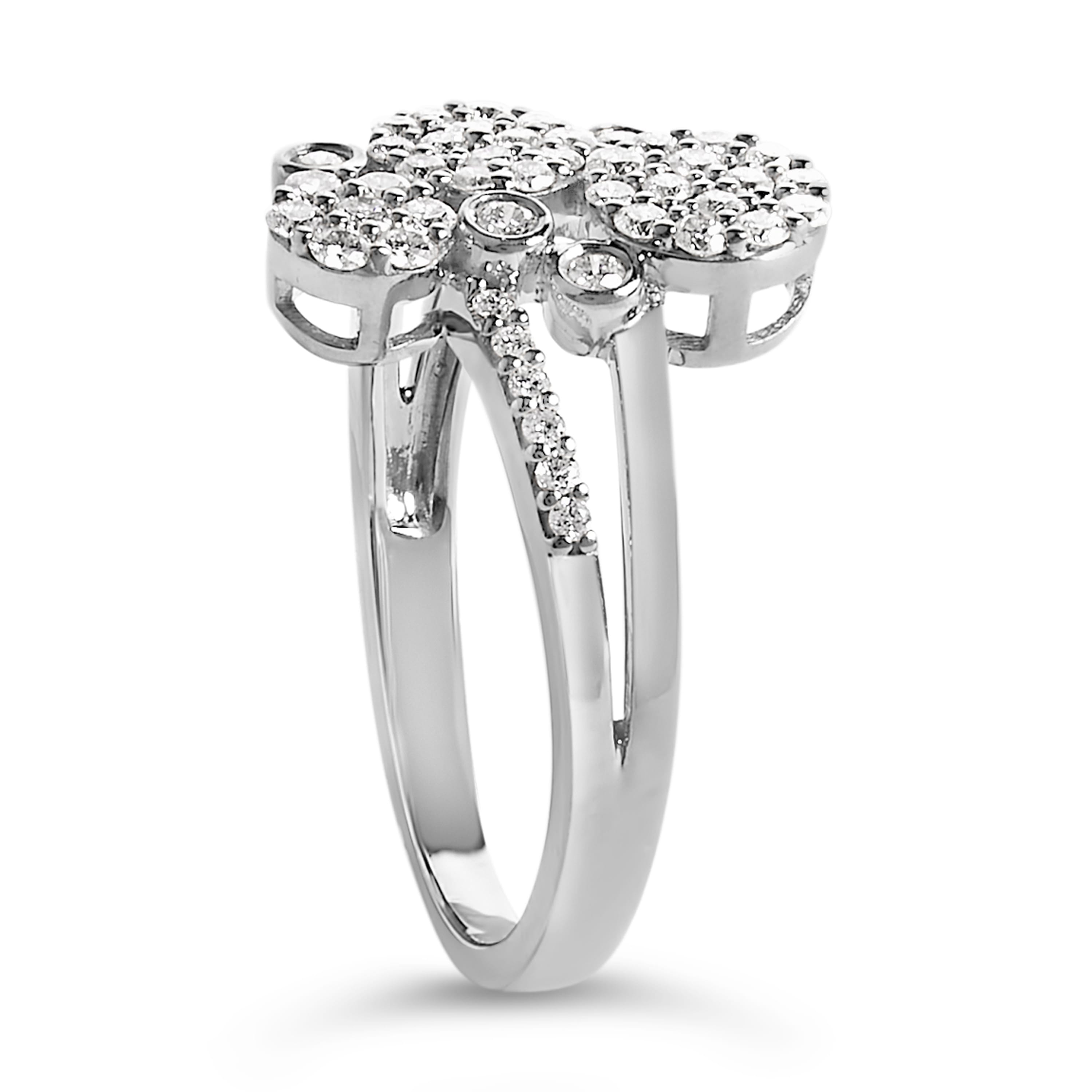 .925 Sterling Silver 1/2 Cttw Diamond Scatter Composite Bypass Ring (I-J Color, I1-I2 Clarity) - Size 10