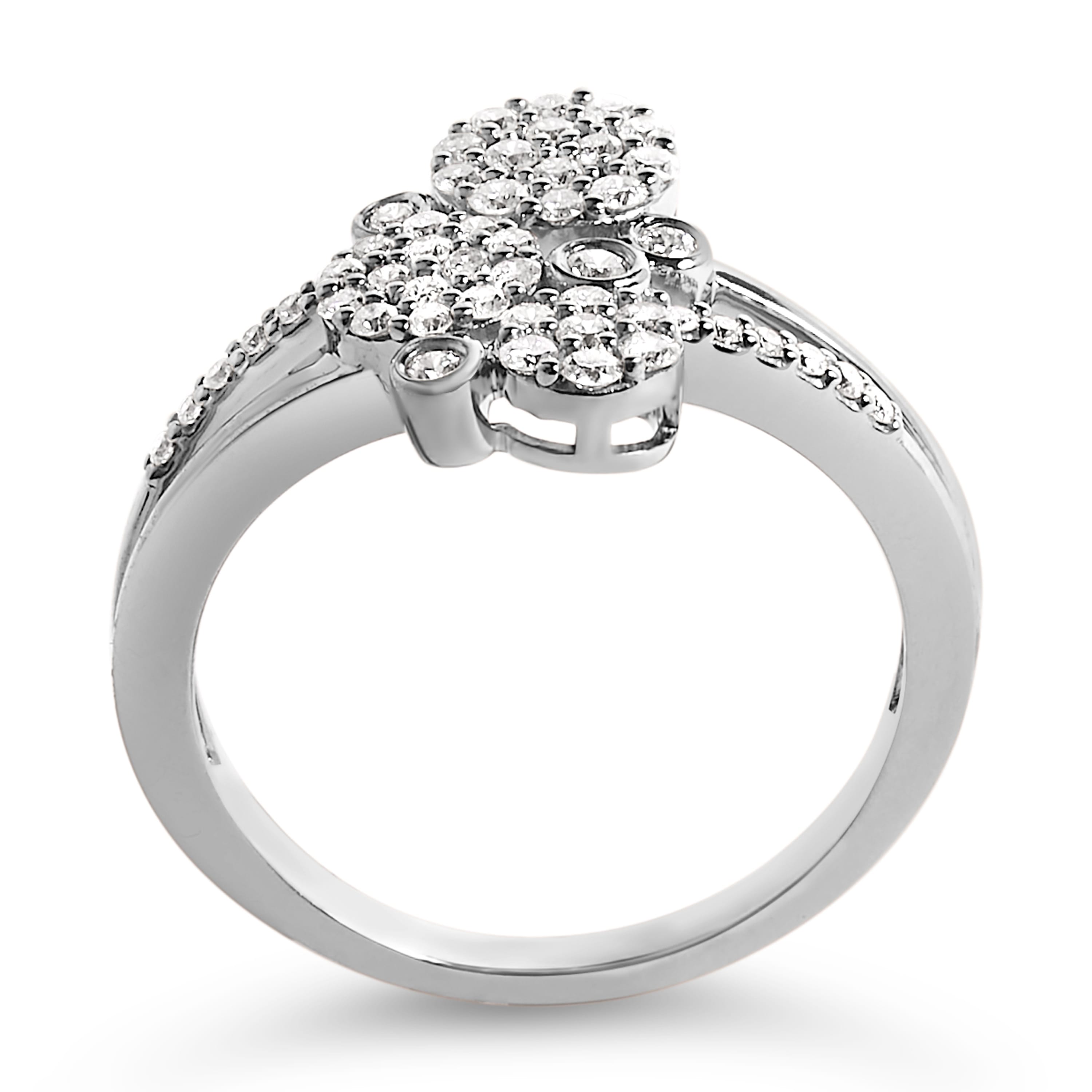 .925 Sterling Silver 1/2 Cttw Diamond Scatter Composite Bypass Ring (I-J Color, I1-I2 Clarity) - Size 10