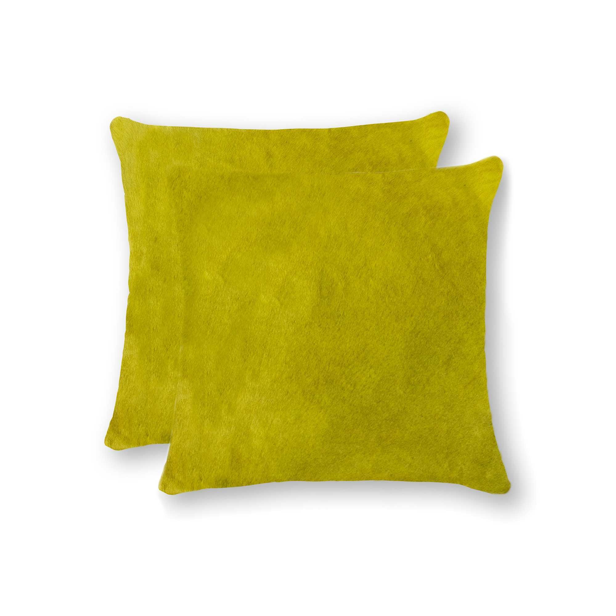 18" X 18" X 5" Yellow Cowhide Pillow 2 Pack