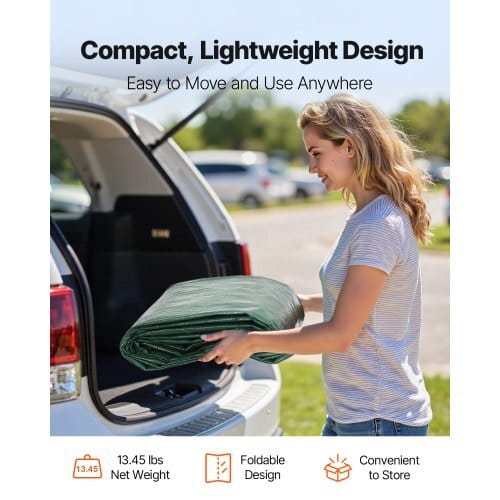 Carport Replacement Canopy, 10 x 20 ft Potable Garage Tent Top Tarp, UV-Resistant & Waterproof Car Shelter Tarp, Heavy Duty Car Port Cover with Ball Buggees, Dark Green, Frame Not Included