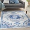 6' X 9' Navy Blue Floral Dhurrie Area Rug