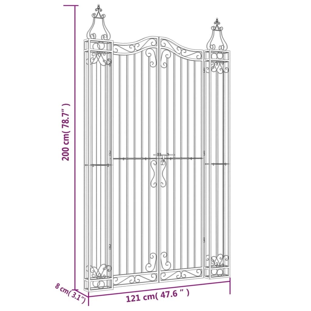 Garden Gate Black 47.6"x3.1"x78.7" Wrought Iron