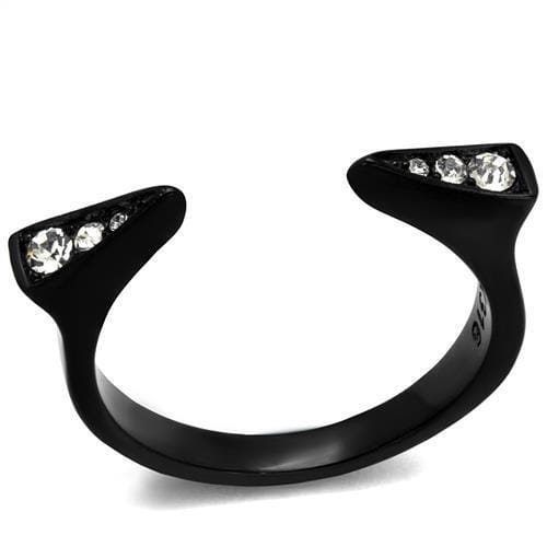 TK2287 - IP Black(Ion Plating) Stainless Steel Ring with Top Grade Crystal in Clear