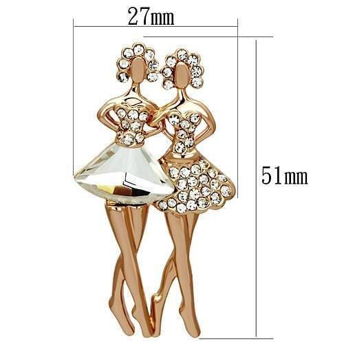 LO2776 - Flash Rose Gold White Metal Brooches with Synthetic Synthetic Glass in Clear