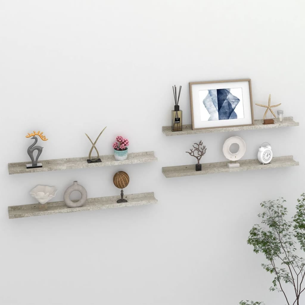 Wall Shelves 4 pcs Concrete Gray 31.5"x3.5"x1.2"