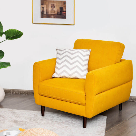 Modern Upholstered Accent Chair Single Sofa Armchair-Yellow - Color: Yellow