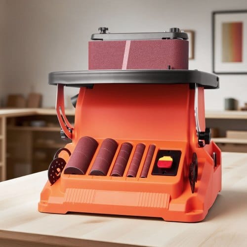 Oscillating Belt and Spindle Sander, 2400RPM Benchtop Spindle Sander with 5/8" Stroke, 5 Sleeves (1/2" - 2") & 24" x 3.86" Sanding Belt for Woodworking, Furniture Finishing, DIY Projects