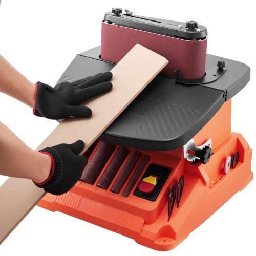 Oscillating Belt and Spindle Sander, 2400RPM Benchtop Spindle Sander with 5/8" Stroke, 5 Sleeves (1/2" - 2") & 24" x 3.86" Sanding Belt for Woodworking, Furniture Finishing, DIY Projects