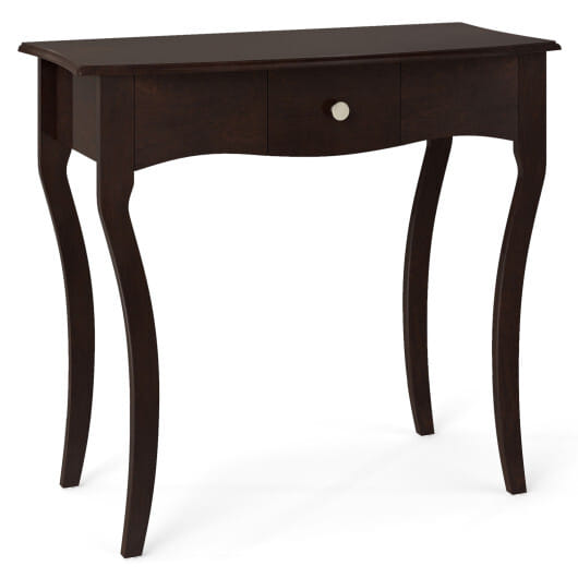 Console Table with Drawer and Solid Wood Frame-Espresso - Color: Espresso