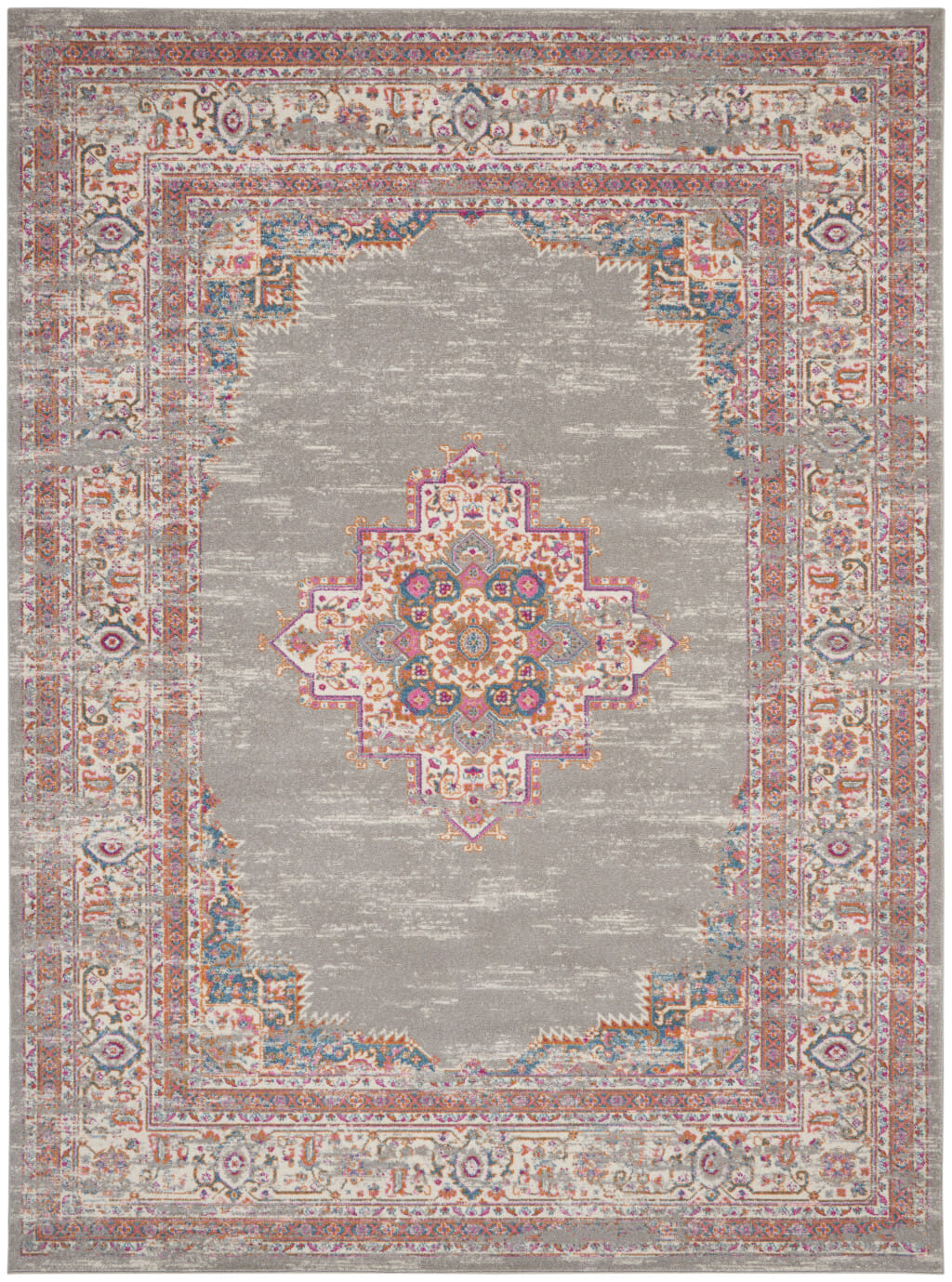 12' X 15' Blue Moroccan Power Loom Distressed Area Rug