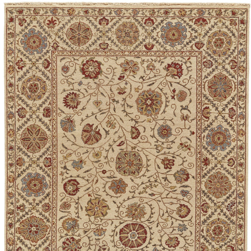 2' X 3' Red Tan and Gold Wool Oriental Hand Knotted Area Rug
