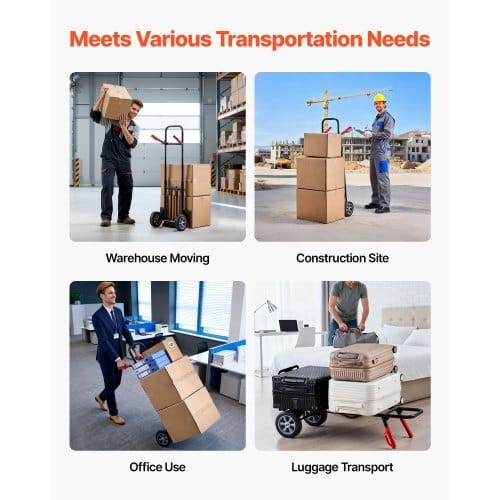 Hand Truck, 600 lbs Load Capacity, Heavy-Duty Hand Truck Dolly with Wheels & Telescoping Handle, Portable Trolley Dolly with Tie-down Strap for Moving Home, Office, Warehouse, Supermarket