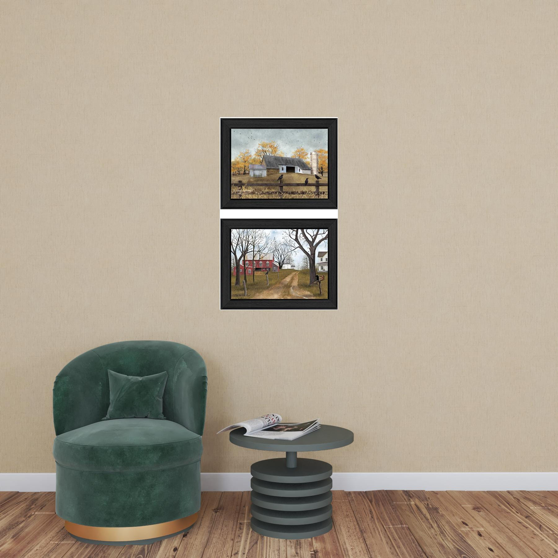 Set Of Two Country Roads 3 Black Framed Print Wall Art