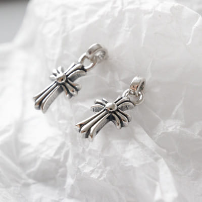 Vintage Cross Flower 925 Sterling Silver Dangling Earrings