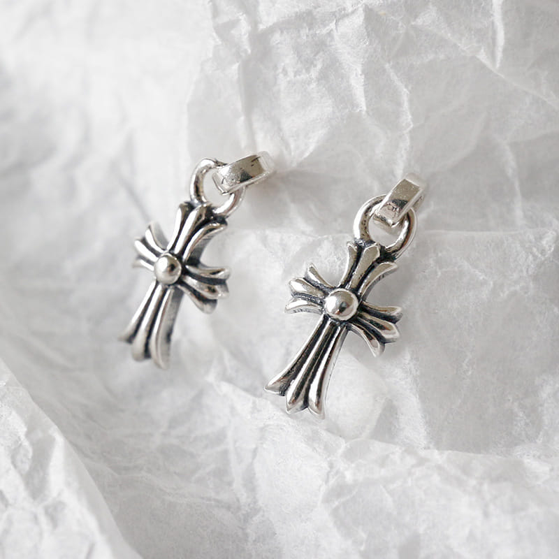 Vintage Cross Flower 925 Sterling Silver Dangling Earrings