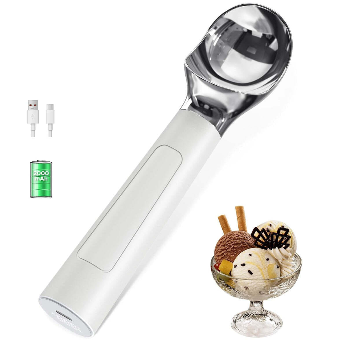 Scoop EZ LED Heated Ice Cream Scoop Thermostatic And Rechargeable