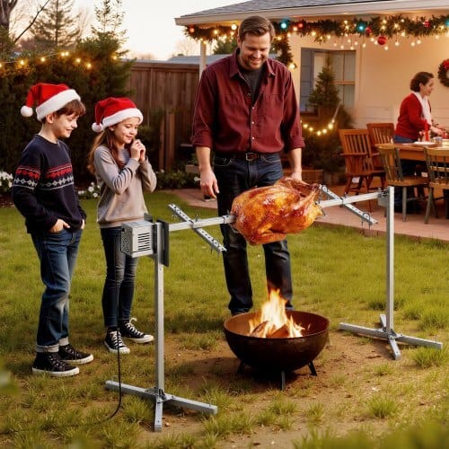 Rotisserie Grill, AC120V 8 Level Height Electric Rotisserie Grill Kit, BBQ Grills Rotisseries Kit with 132 lbs Load Capacity, 38W Motor, Stainless Steel Automatic Grilling Kits for Parties