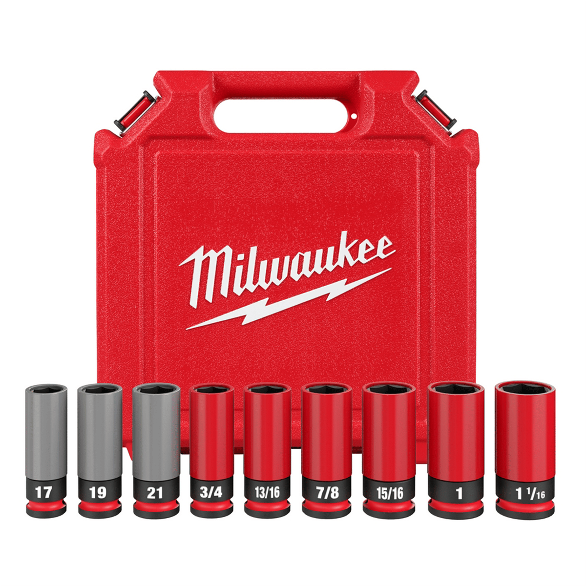Milwaukee Tool SHOCKWAVE Impact Duty 1/2 Drive SAE & Metric 9PC Lug Nut Wheel Socket Set