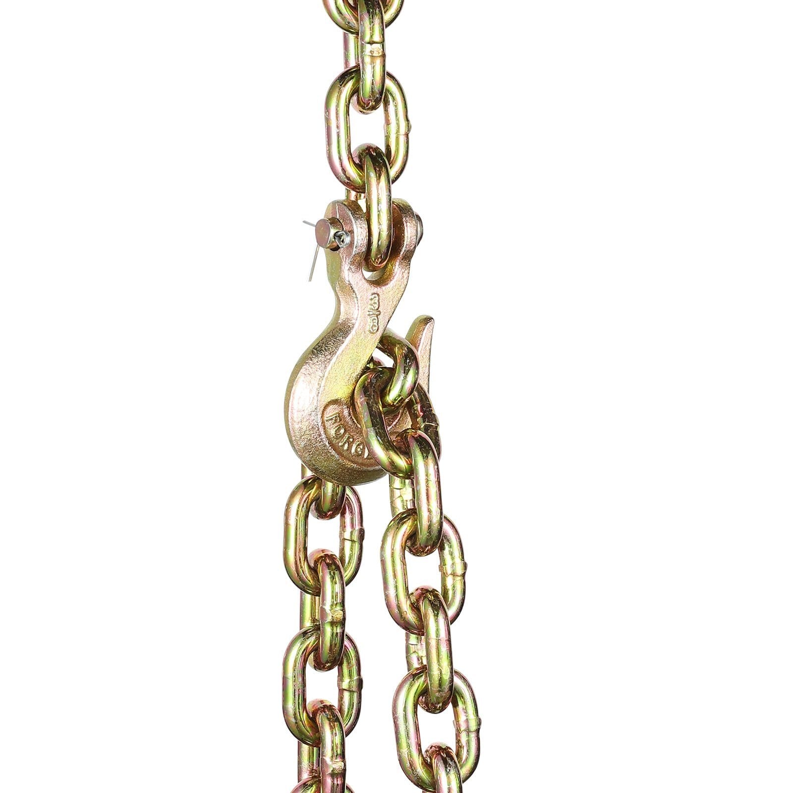 G80 Transport Binder Chain, 3/8" x 10.3' Tow Chain with Clevis Grab Hooks, 7100 lbs Safe Working Load, Heavy Duty Trailer Logging Chain for Transporting Towing Truck Tie Down Binding Equipment