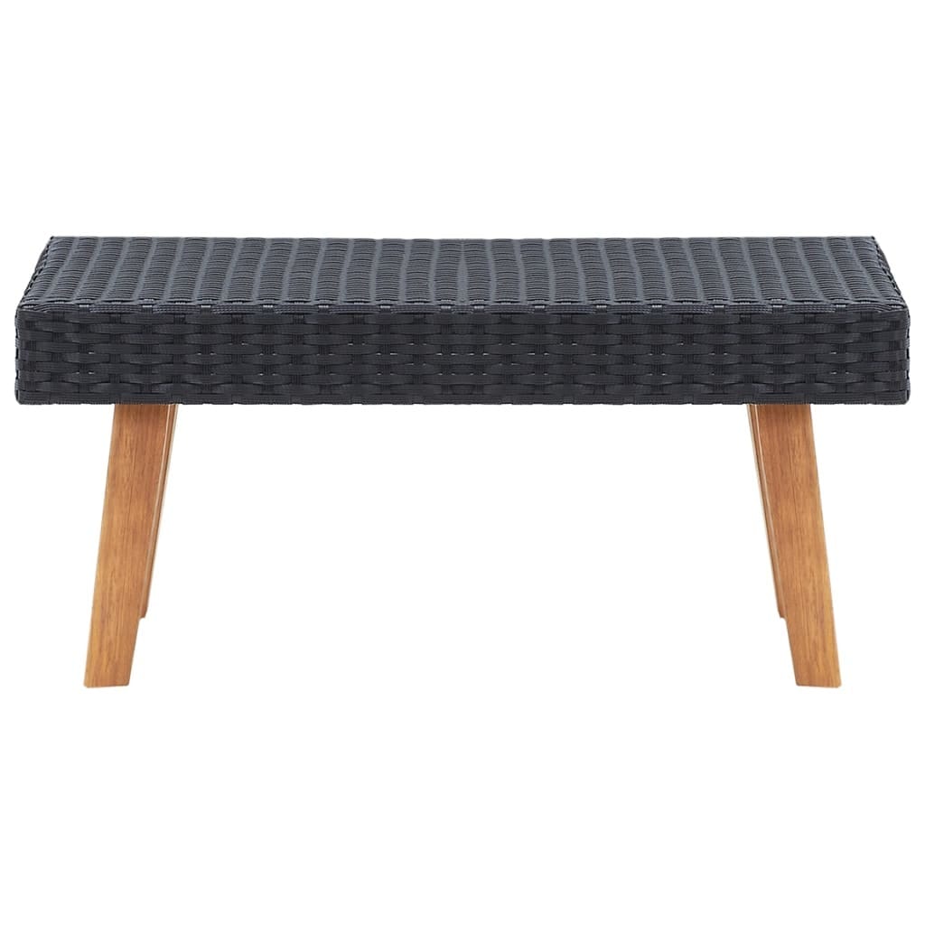 2 Piece Patio Lounge Set with Cushions Poly Rattan Black